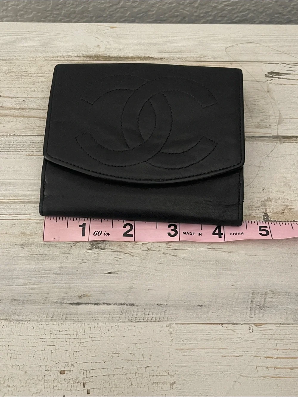 CHANEL Vintage Black Lambskin Oversized CC Bifold Wallet Made in France